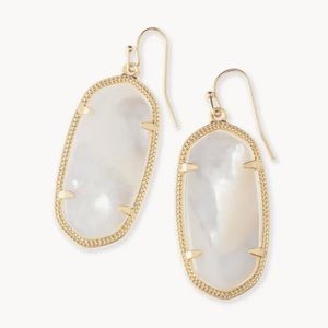 Kendra Scott Elle Gold Drop Earrings in Ivory Mother-of-Pearl